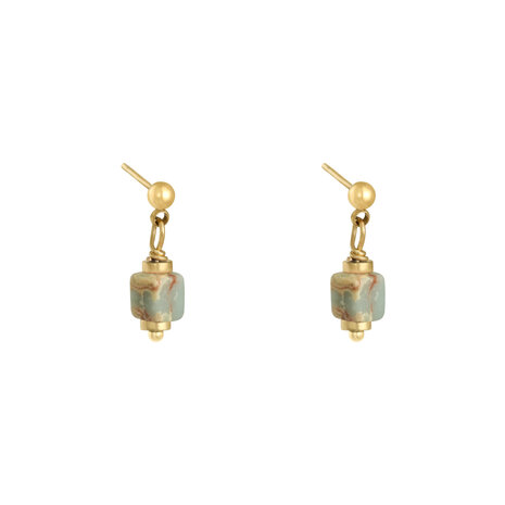 Earrings Comma|Gold colored green