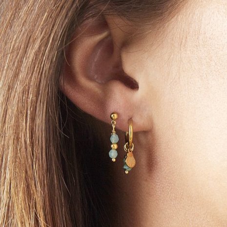 Earrings Little Shell|Gold colored green
