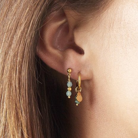 Oorbellen Little Shell|Goudkleurig Groen|Oorhangers
