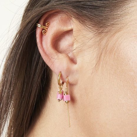 Earrings Candy|Gold colored pink|Star char