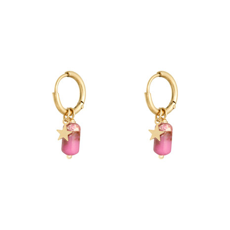 Earrings Candy|Gold colored pink|Star char