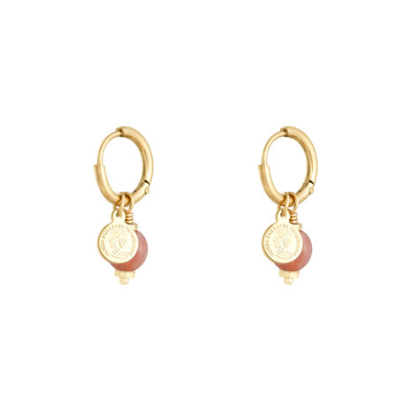 Earrings Disco|Gold colored pink|Charm