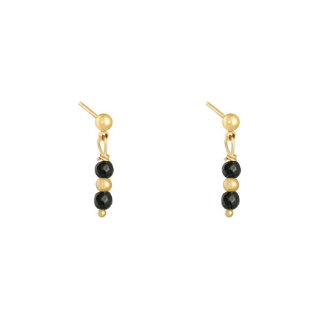 Earrings Row|Gold colored black|Beads