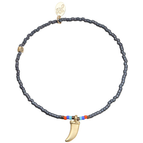 Armbandje Lucky Tooth|Grijs Goud|Haaientand