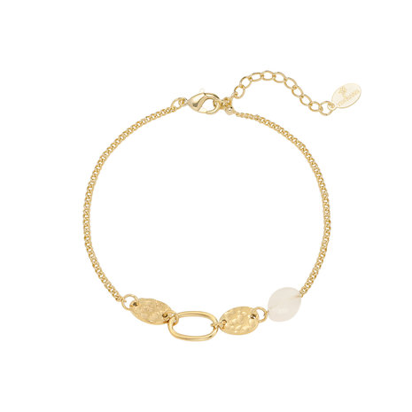 Bracelet Cali|Gold colored|pink stone