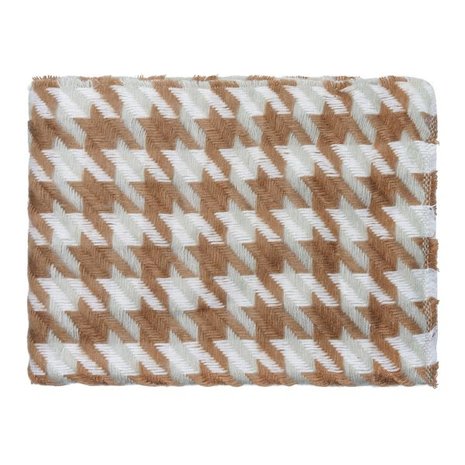 Extra zachte sjaal Houndstooth|Lange shawl|Beige wit