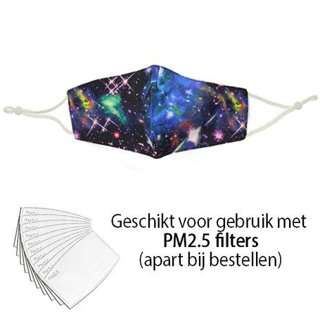 Mooi mondkapje Universe 2|Katoen mondkapje|Katoen polyester|Wasbaar herbruikbaar