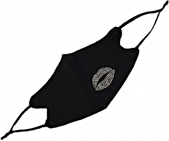 Trendy black face mask Kisses|Scuba mouth mask|Reusable Lavable