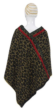 Trendy zachte poncho|Luipaardprint Geel zwart|Zacht acryl