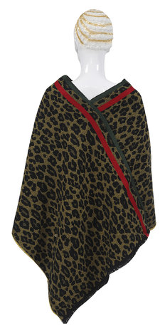 Trendy soft poncho|Leopard print yellow black|Soft acryllic