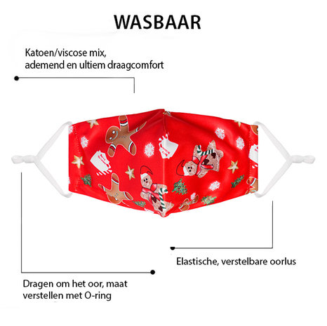 Vrolijk kerst mondkapje Gingerbread|Katoen mondmaser