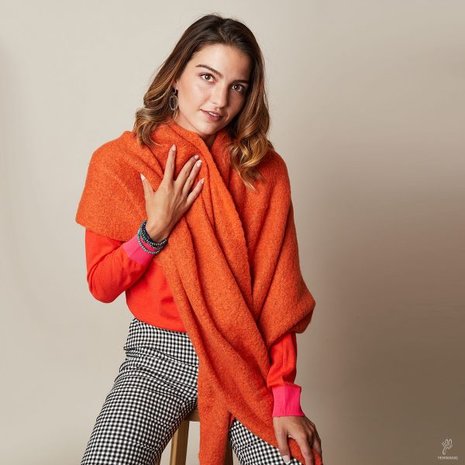Warme dames sjaal Comfy Winter|Oranje effen shawl