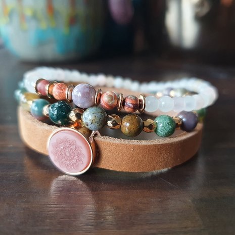 Set beaded bracelets For You|Leather bracelet armband|Stone beads