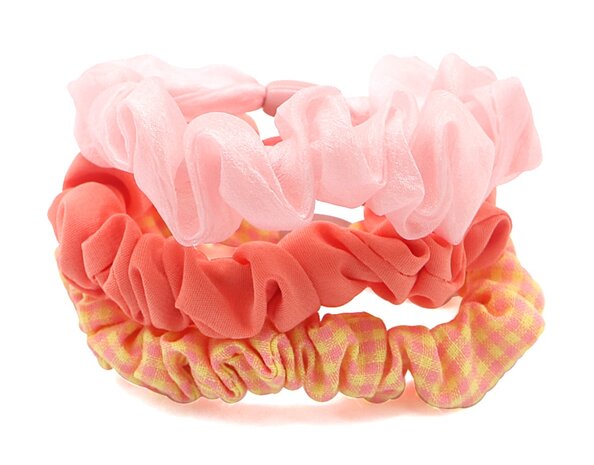 Scrunchie set Coral|Hair ties|Pink Coral Yellow|3 Pieces