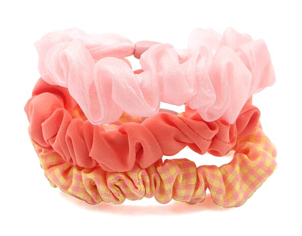 Scrunchie set Coral|Haarelastiekjes|Roze koraal geel|3 Stuks