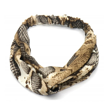 Haarband Happy Snake|Chiffon|Bruin beige slangenprint