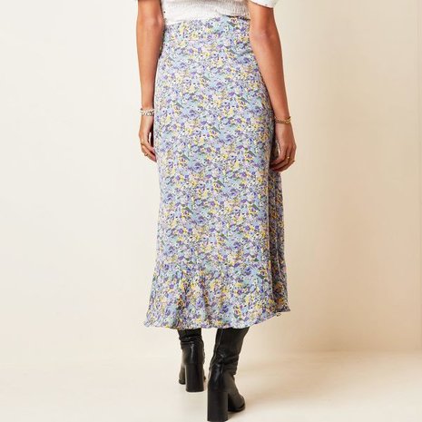 Rok Spring Cutie|Lange rok|Bloemenprint|Asymmetrisch|Paars Geel