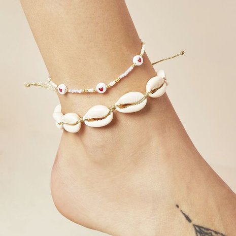 Anklet set Beach Lover|Shells|Small beads|Gold lilac