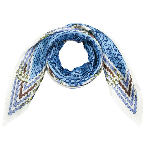 Klein sjaaltje Belts|Blauw multi|Vierkante sjaal|Zijdezacht sjaaltje