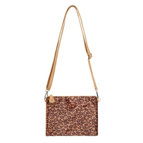 Dames clutch Soft Leopard|Handtas|Schoudertas|Luipaard print|Bruin