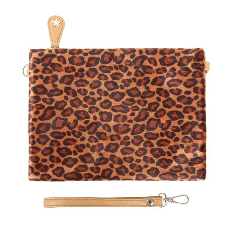 Dames clutch Soft Leopard|Handtas|Schoudertas|Luipaard print|Bruin
