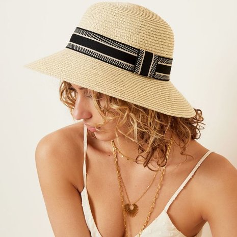 Zomerhoed Summer Time - Beige dames hoed - Strandhoed Zonnehoed