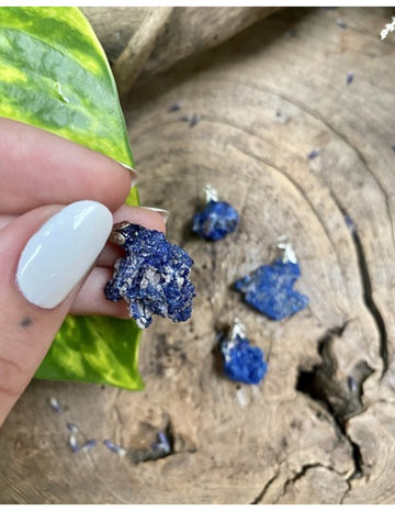 Edelsteenhanger Azuriet ruw|blauw|Ruwe kristal