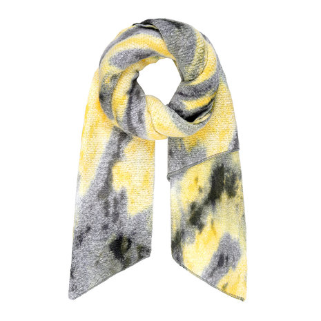 Langwerpige grijs gele dames sjaal Swirl|Tie dye|Omslagdoek|Extra zacht
