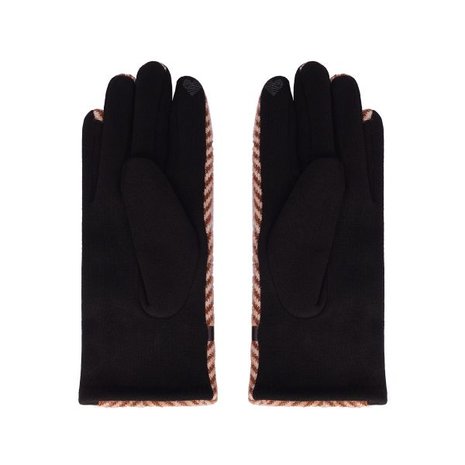 Zachte dames handschoenen Tartan Buckle|Zwart bruin|Gestreept|warme handschoenen
