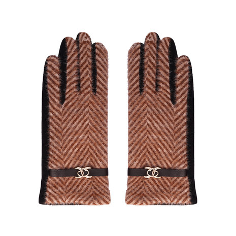 Soft women's gloves Tartan Buckle|Black brown|Tartan print|Warm gloves