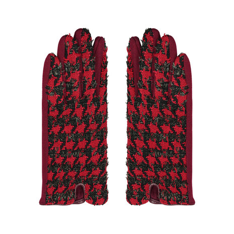 Zachte dames handschoenen Pleated|Rood Zwart|warme handschoenen
