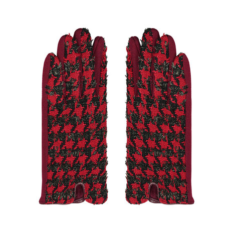 Zachte dames handschoenen Pleated|Rood Zwart|warme handschoenen