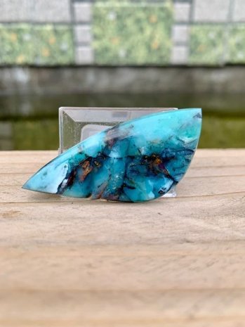 Blauwe Opaal versteend hout|Natuurlijk koper|Cabochon cabs