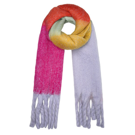 Extra dikke sjaal Pretty in Colors|Lange shawl|Roze Groen Oranje