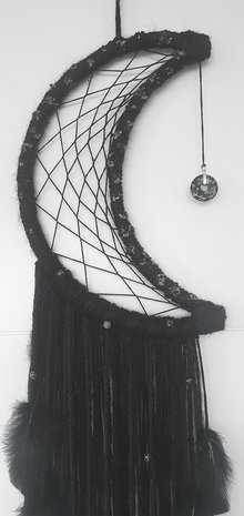 Dreamcatcher Dark Side Of The Moon|Snowflake Obsidian Crystals|Handmade 32cm