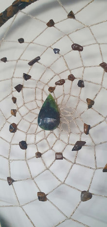 Dream catcher Water Drop|Blue Opalized wood Tiger's Eye|Handmade 30cm