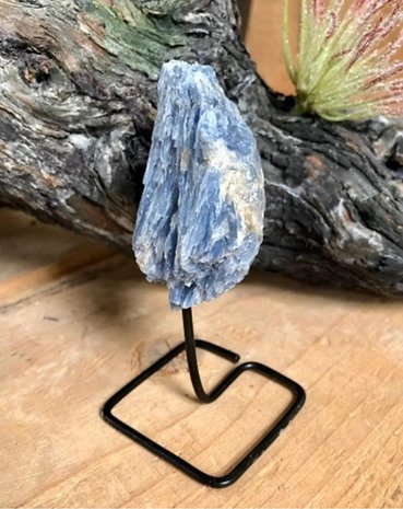 Blauwe kyaniet op standaard|Kyanite metalen staander|8-12cm hoog