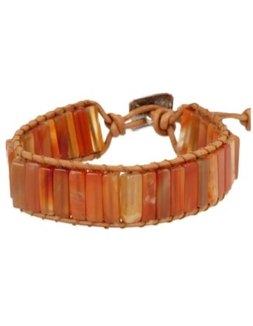 Armbandenset edelsteen set Boho Me|Leren armband|Carneool Tijgeroog