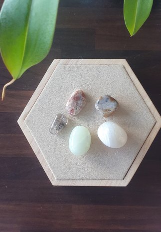 Crystal set Positive Energy|Jade, Ocean Jasper, Phanton Quarts, white Agate, Sunstone