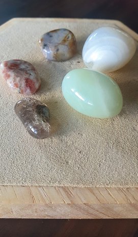 Crystal set Positive Energy|Jade, Ocean Jasper, Phanton Quarts, white Agate, Sunstone