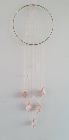 Suncatcher Love 'n Light|Rose Quartz Swarovski crystals|Handmade 25cm