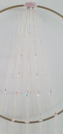 Suncatcher Love 'n Light|Rozenkwarts Swarovski kristal|Edelstenen|Handgemaakt 25cm