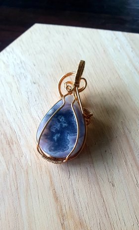 Purple Moss Agate pendant|Rare gemstone jewellery|Gold colored brass