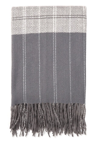 Heren sjaal Grey Stripes|Warme heren shawl|Grijs Antraciet|Gestreept|Fijne franjes