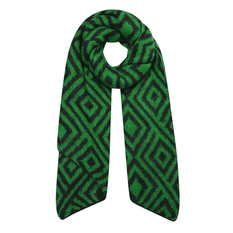 Warme damessjaal Green Diamonds|Groen zwart|Wintersjaal