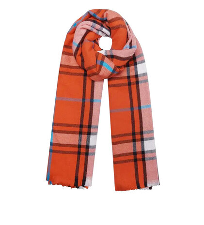 Zachte damessjaal Cute Checks|Oranje geruit geblokt|Wintersjaal