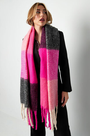 Extra soft scarf Fiana|Long ladies shawl|Pink black beige