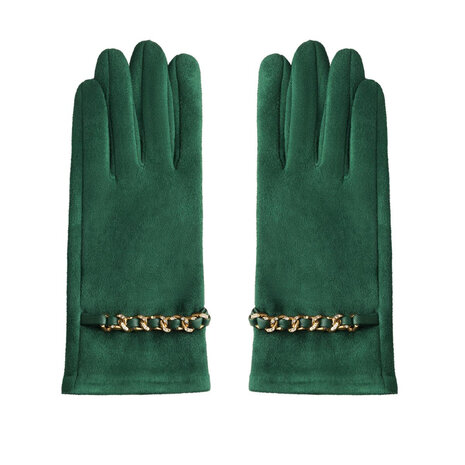 Groene warme dames handschoenen Chains