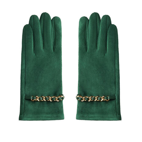 Green warm winter gloves Chains