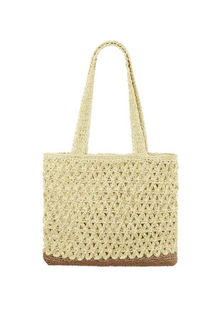Strandtas in Gehaakte Stijl|Beige Bruin|Papier
